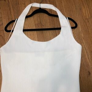 Babaton Sculpt Knit White Ribbed Halter Top 2XL